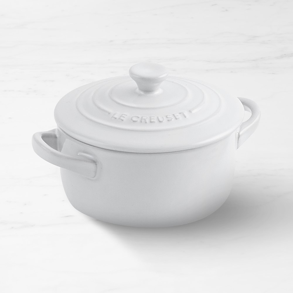 Le Creuset Stoneware Mini Round Cocotte in White, 8oz., NIB